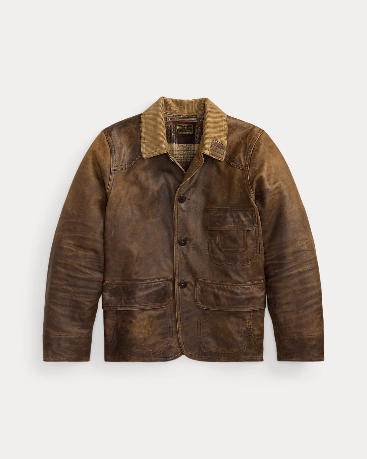 RRL Leather Corduroy-Collar Jacket