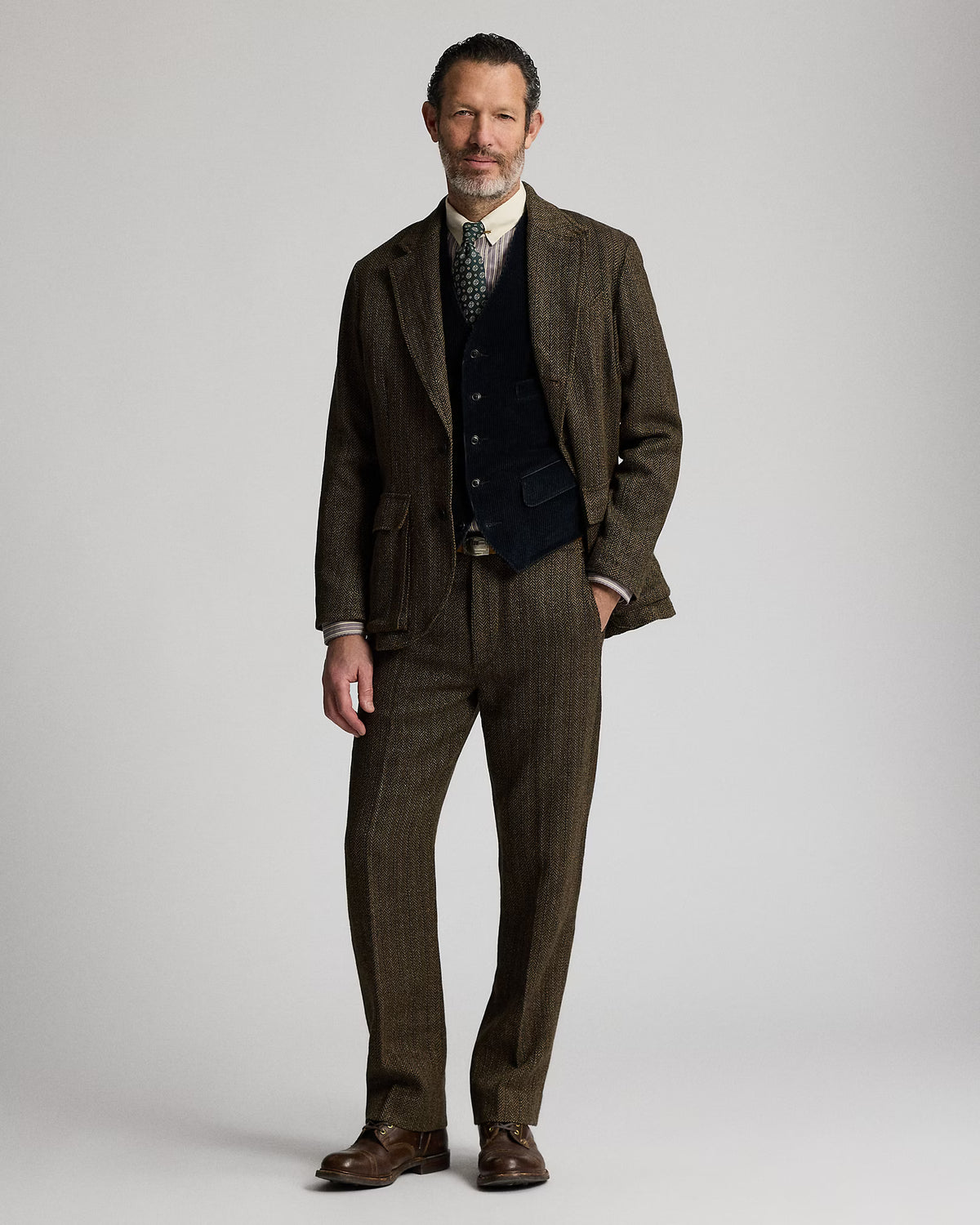 RRL Slim Fit Linen-Blend Herringbone Pant