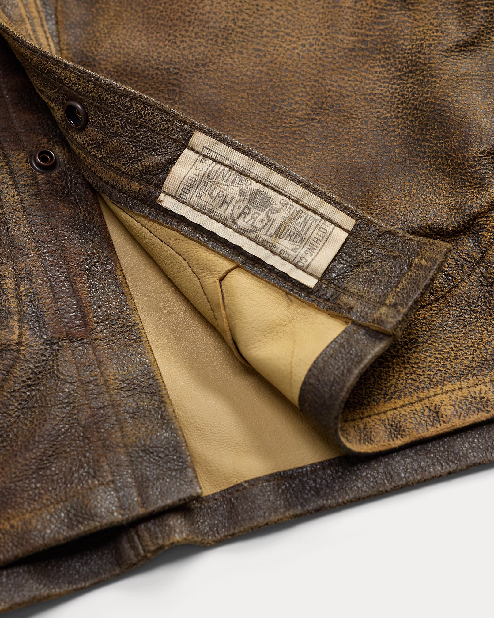 RRL Unlined Leather Button Snap Jacket