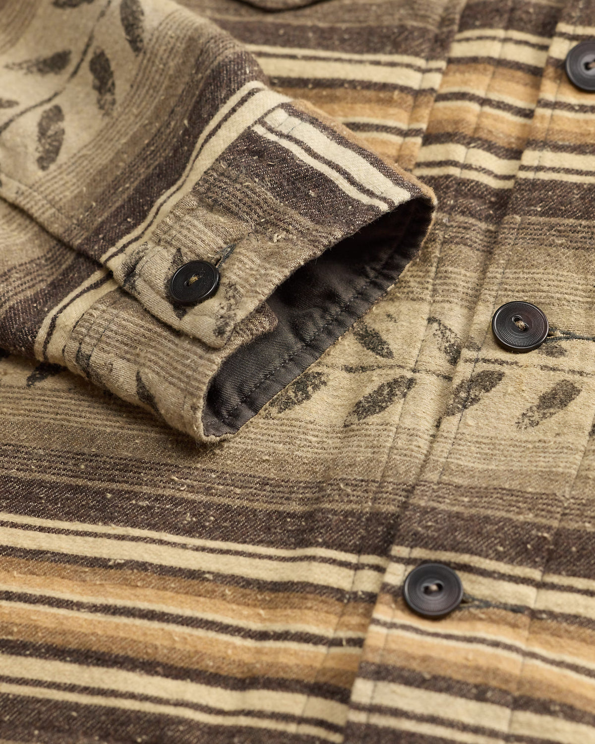 RRL Leaf-Print Striped Twill Overshirt