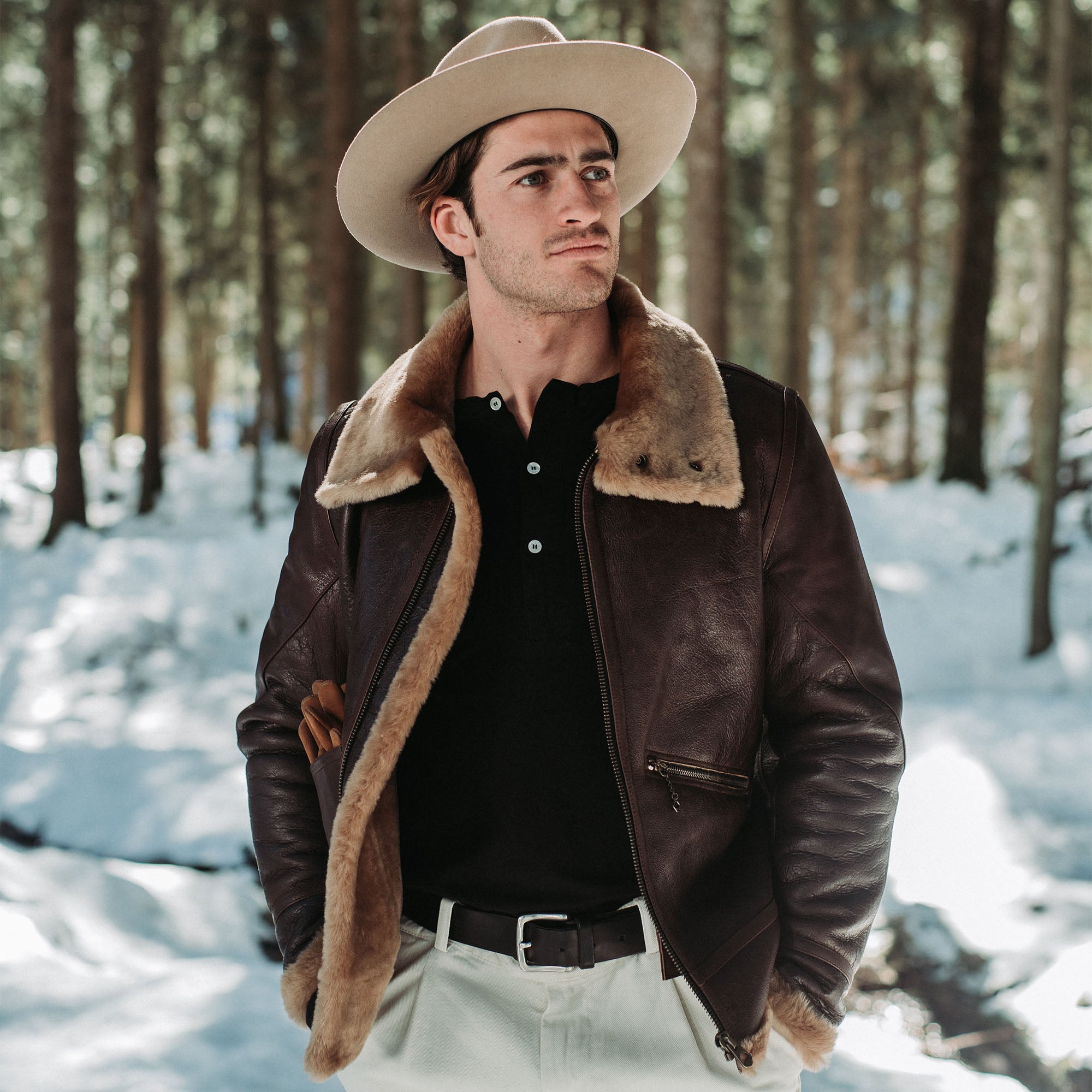 “Aviatore” B-3 Seal Brown Shearling Jacket