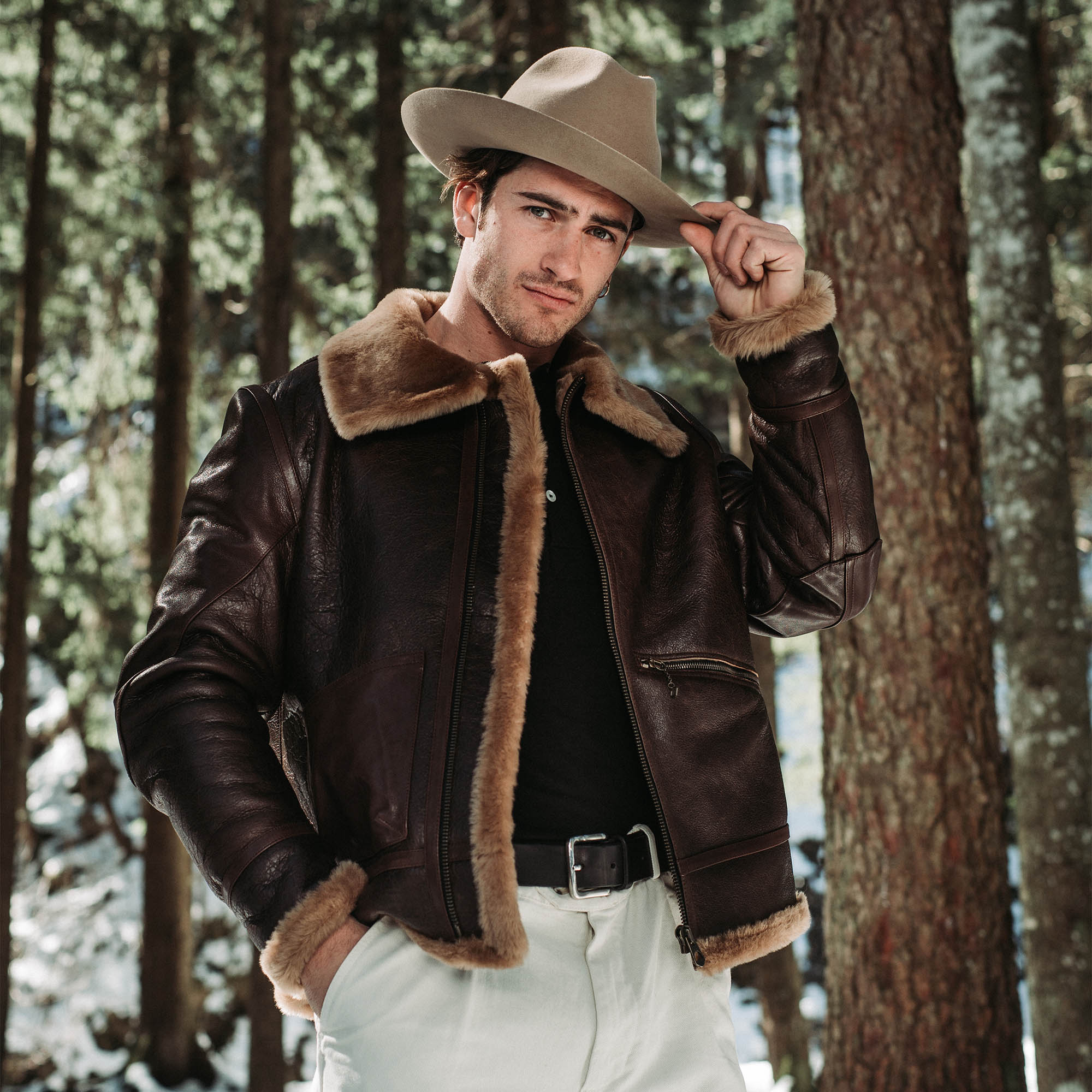 “Aviatore” B-3 Seal Brown Shearling Jacket