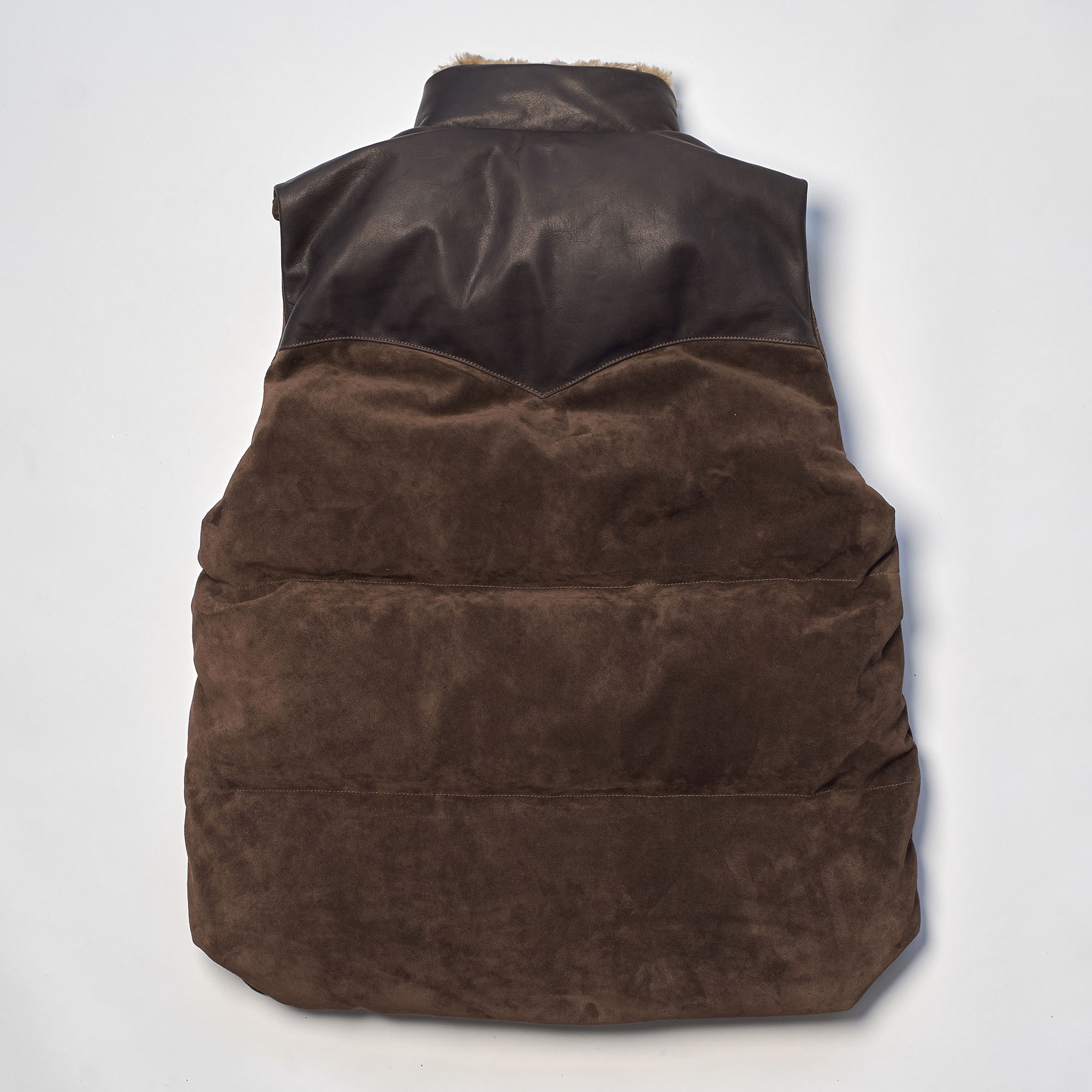 “Bivacco” Testa di Moro suede Western Down Vest