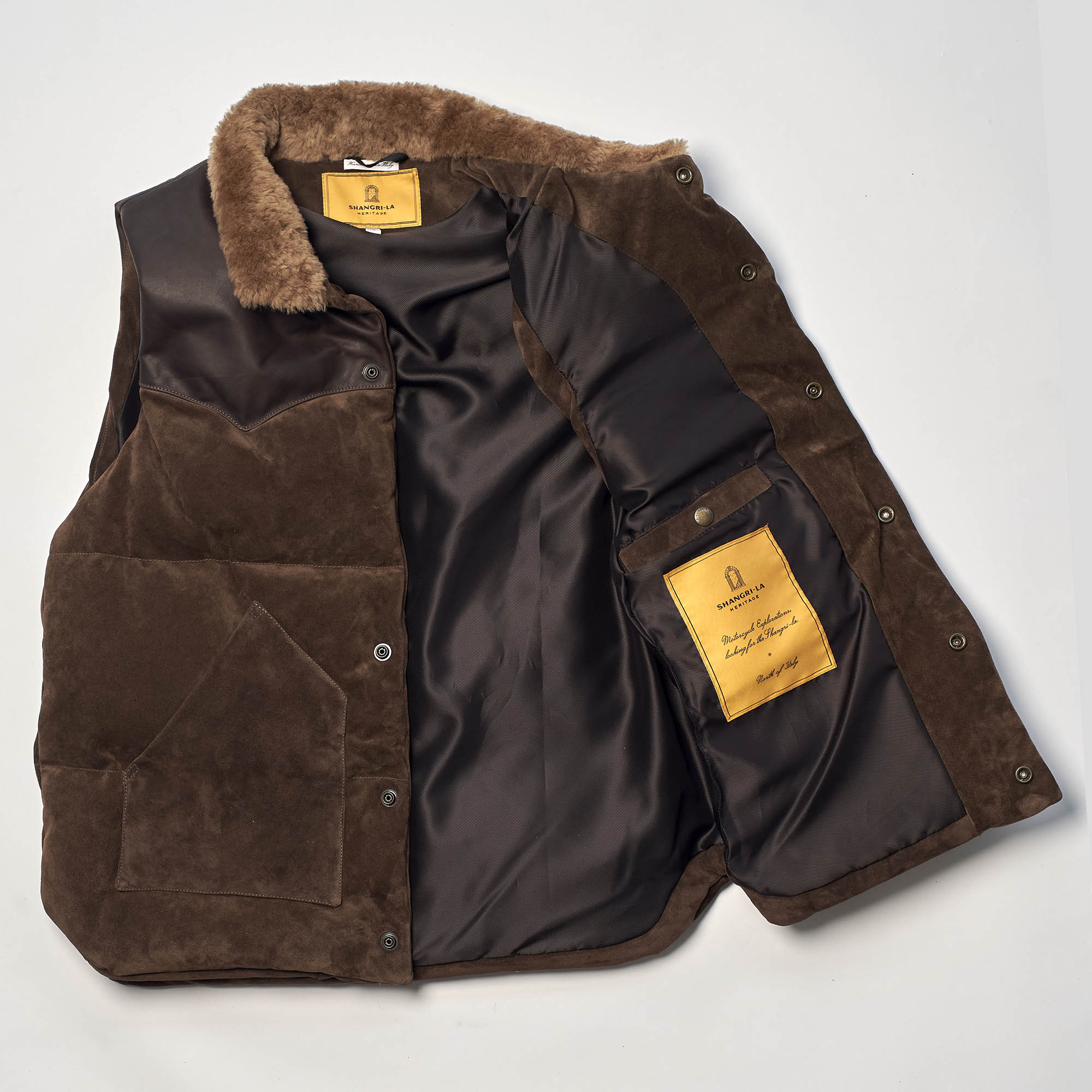“Bivacco” Testa di Moro suede Western Down Vest