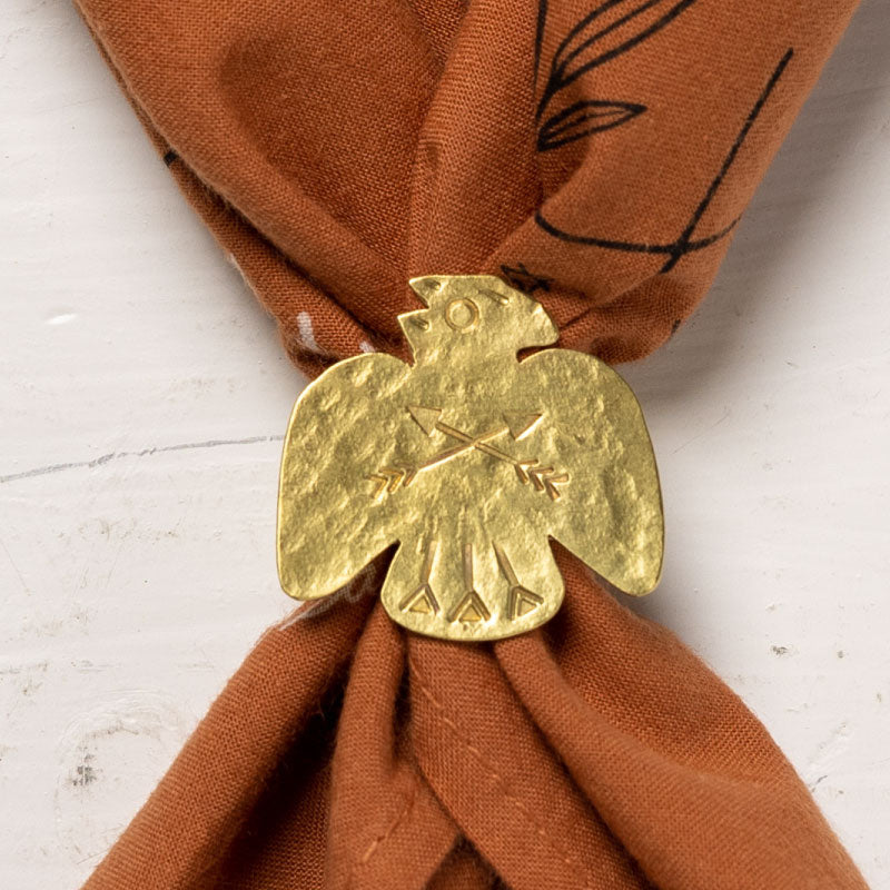 small brass thunderbird bandana slide