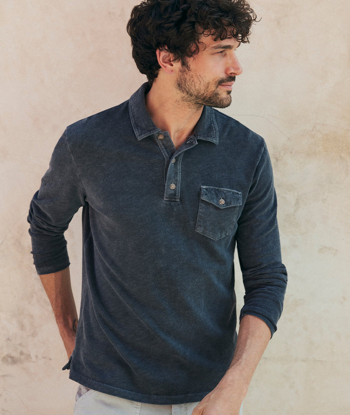 Vintage Heavy Slub Polo in Forged Iron