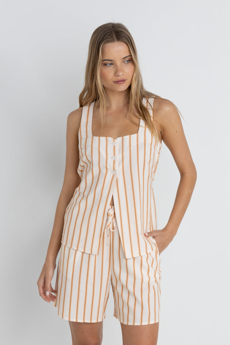 Tide Stripe Longline Short in Natural