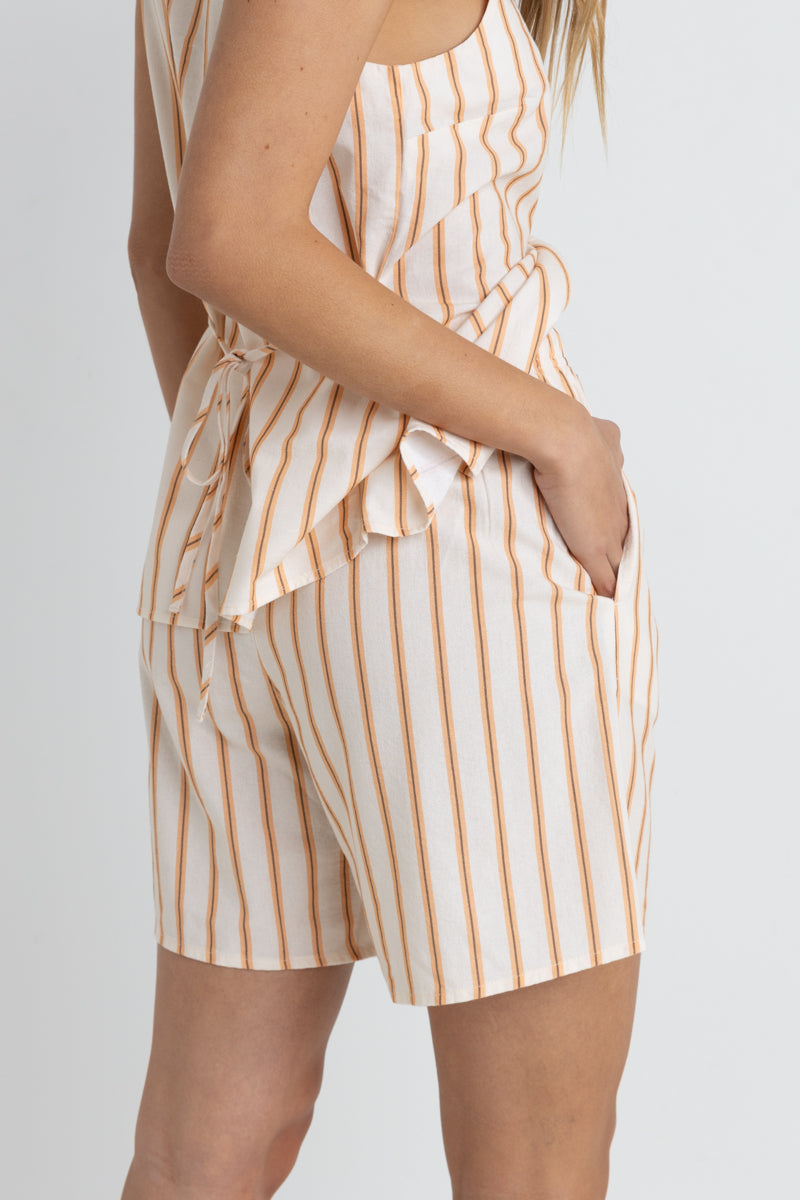 Tide Stripe Longline Short in Natural