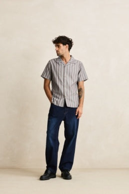 Vacation Stripe Ss Shirt - Chocolate