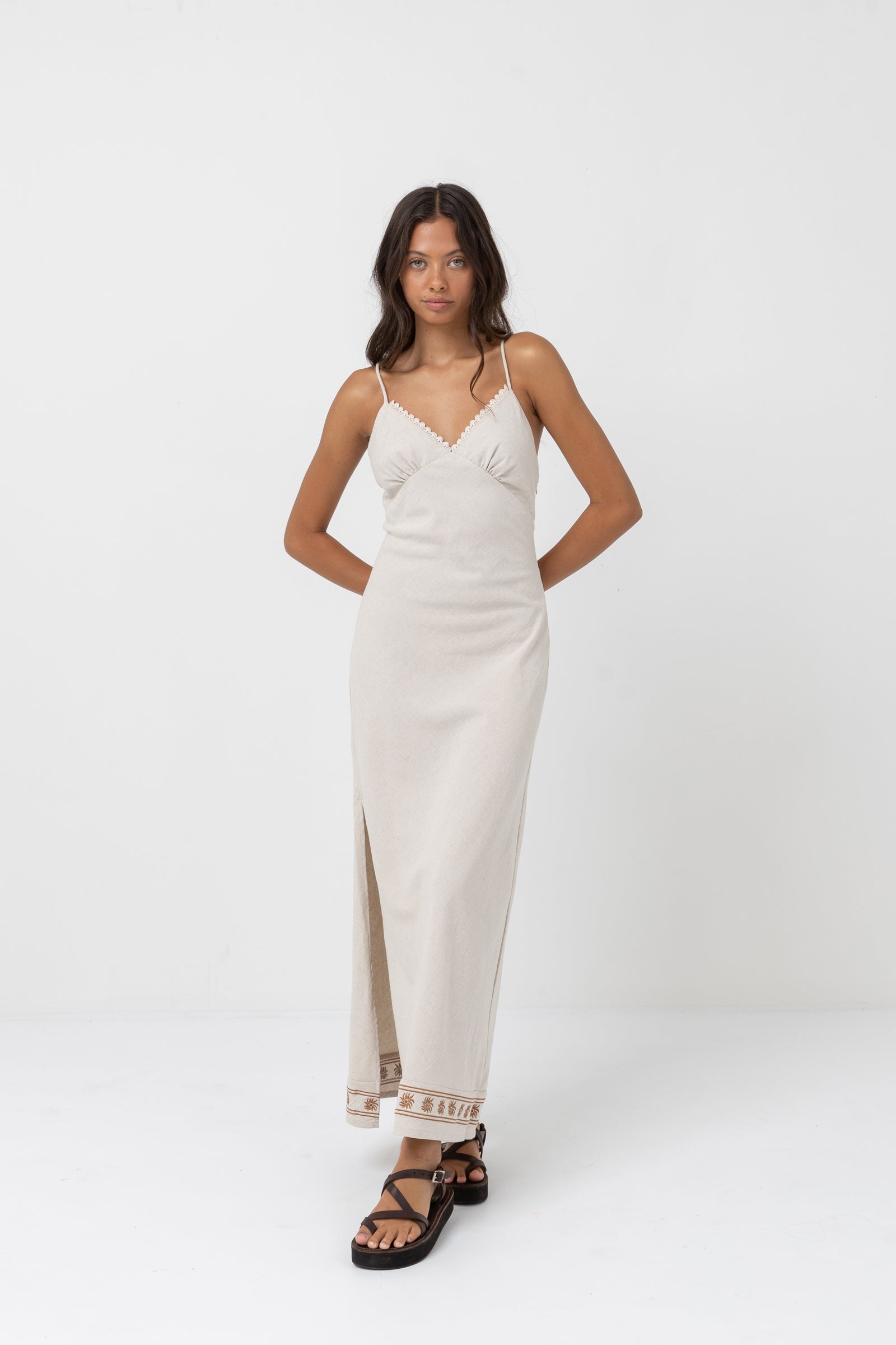Under The Sun Bias Cut Maxi Dress