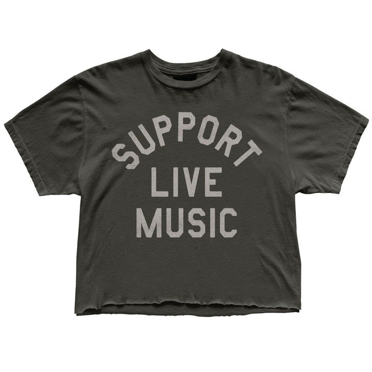 Support Live Music Black Label Cropped Tee