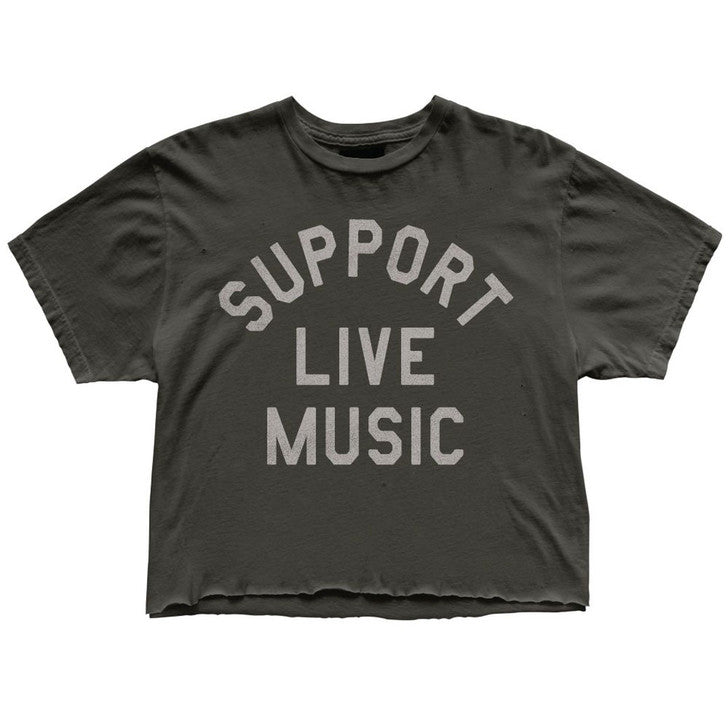 Support Live Music Black Label Cropped Tee (Heavy Weight)
