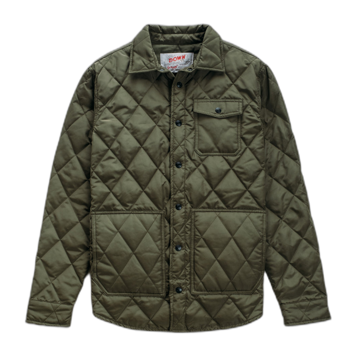 9122D Down Filled Quilted Shirt Jacket-Olive