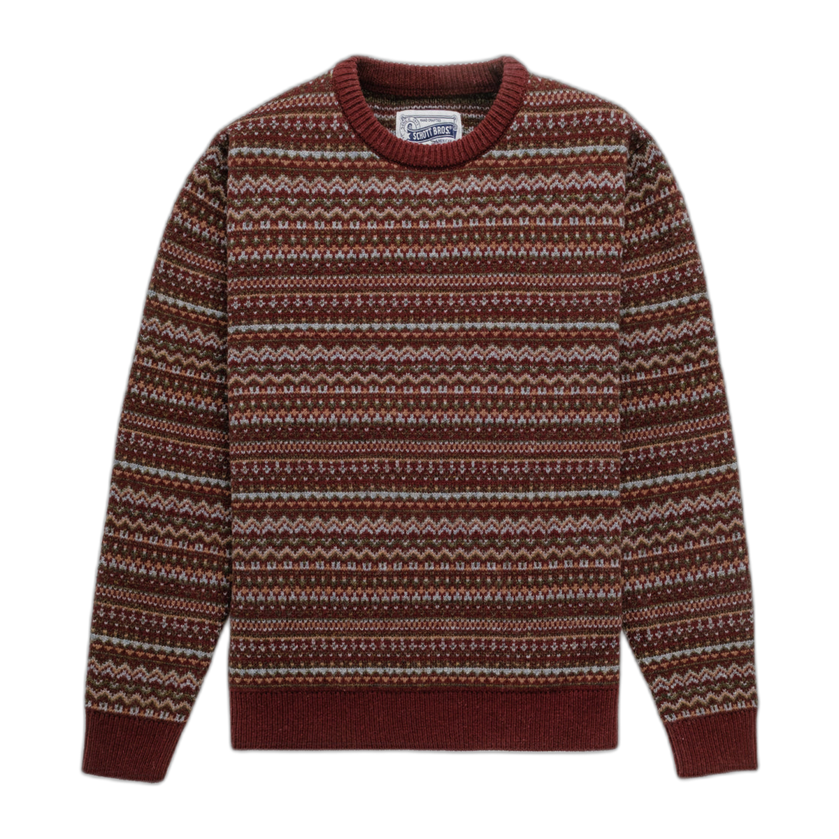 SW2460 Fairisle Crewneck Sweater-Burgundy