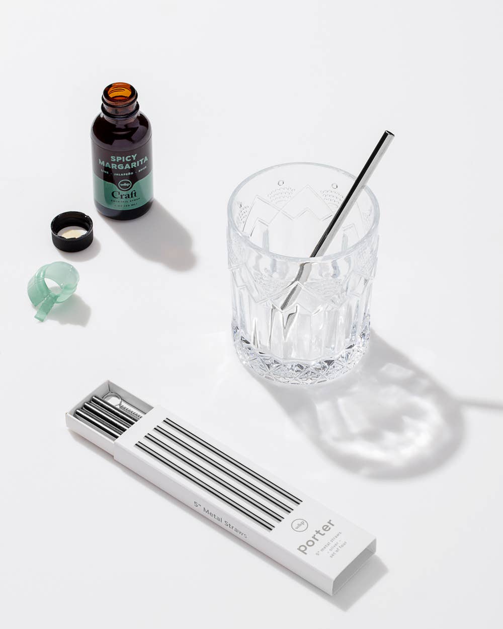 Porter 5in Metal Straws, Set of 4 with Cleaner - Gold