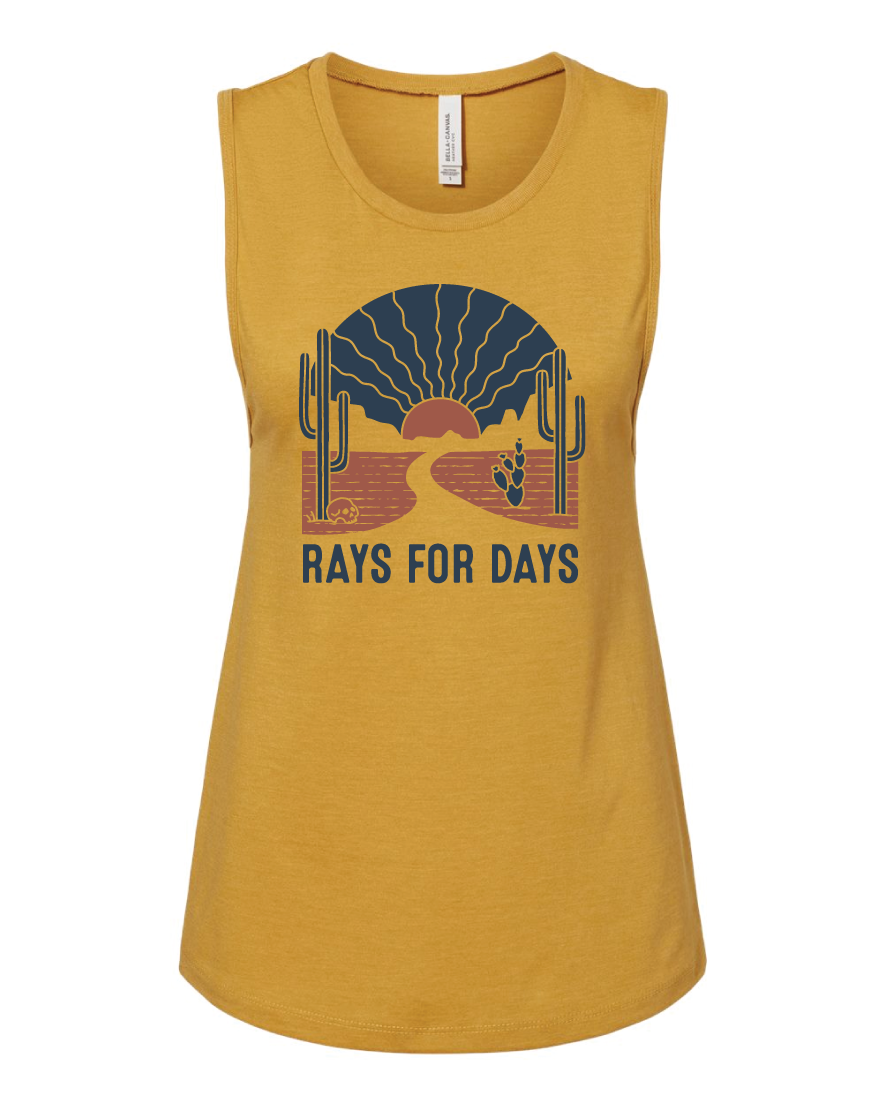 Wavy Rays - Ladies Muscle Tank - Heather Mustard