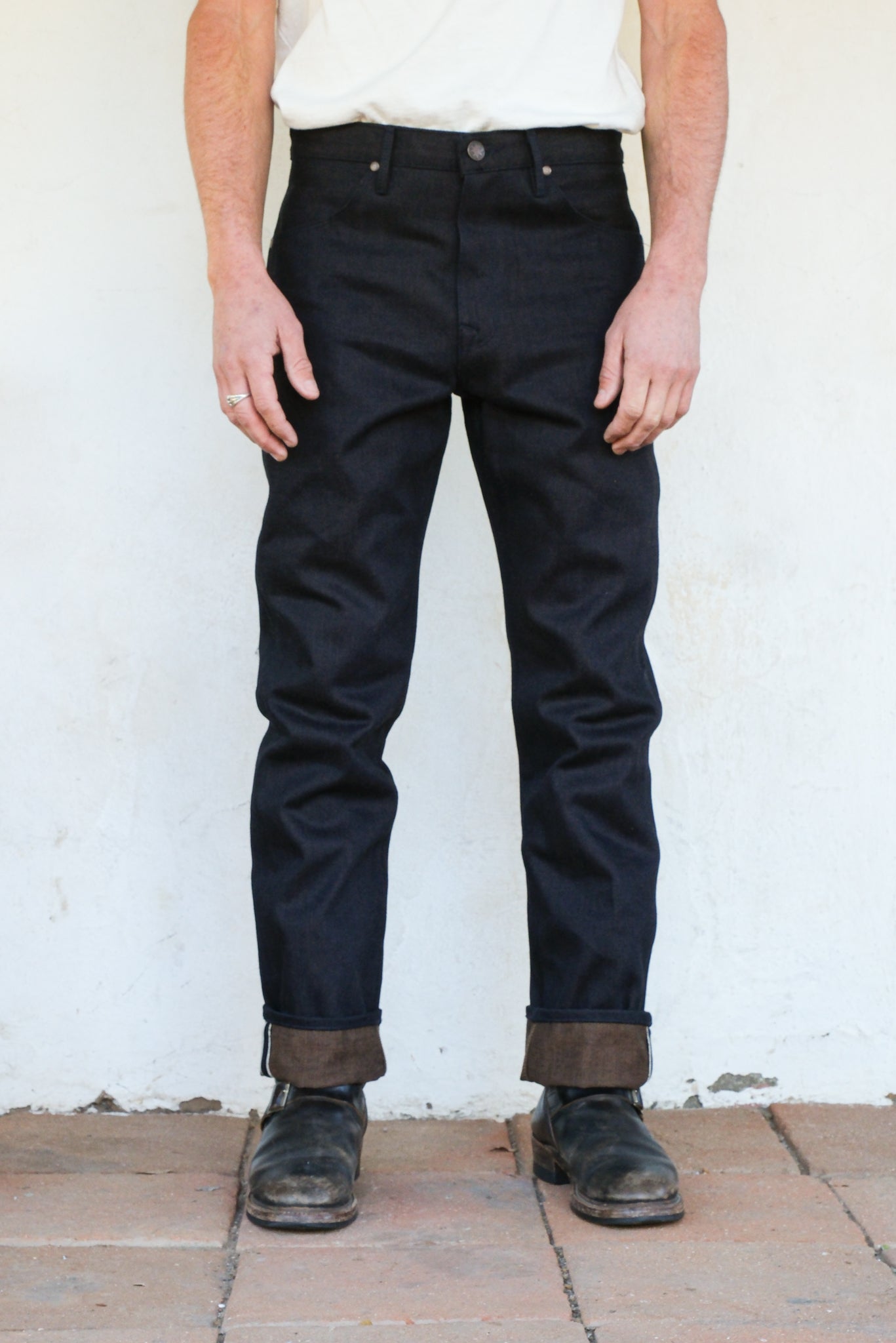 WILKES WESTERN 16 OUNCE INDIGO BROWN DENIM