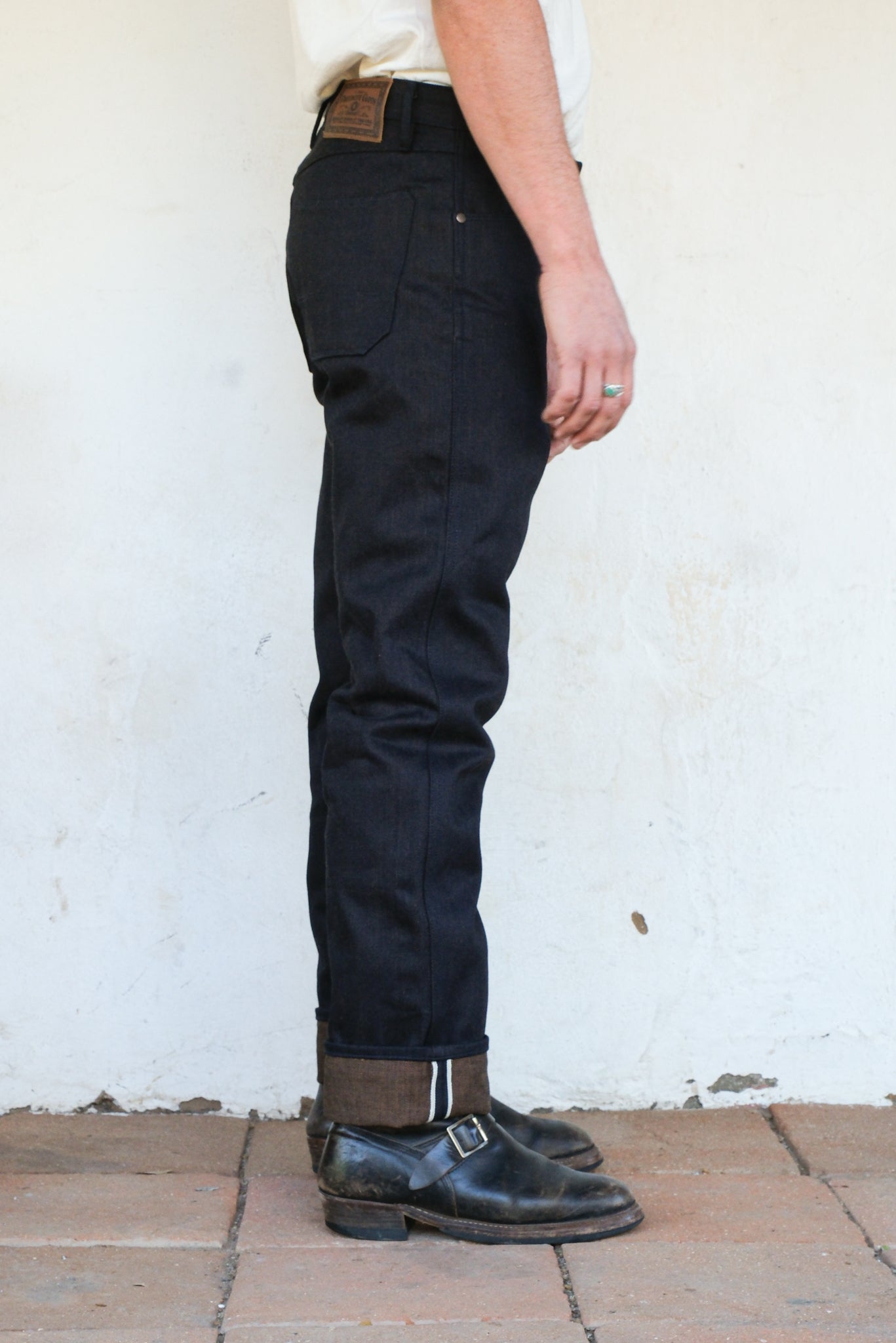 WILKES WESTERN 16 OUNCE INDIGO BROWN DENIM