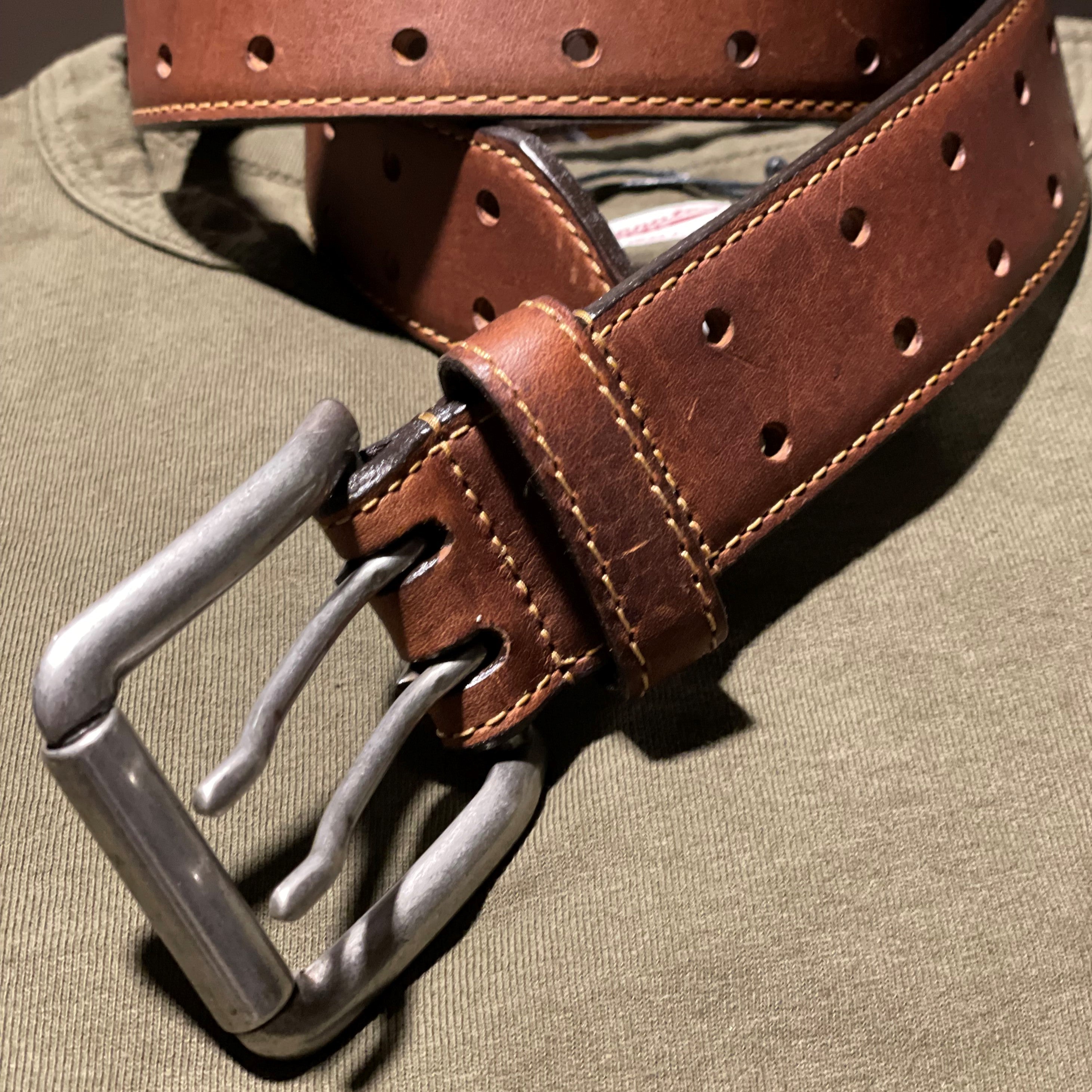 Vintage Bison Double Barrell Leather Belt