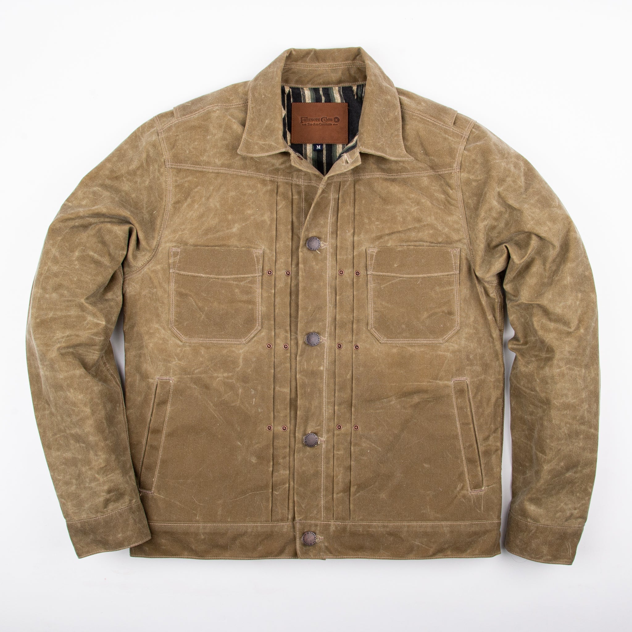 Riders Jacket Waxed Canvas Tobacco Green Interior