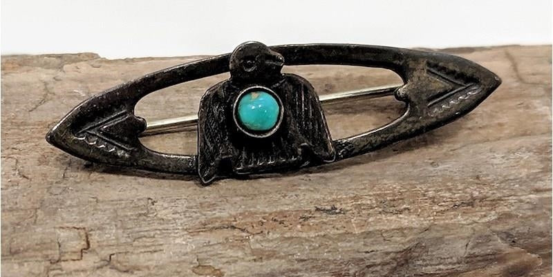 Vintage Turquoise Eagle SW Style Brooch