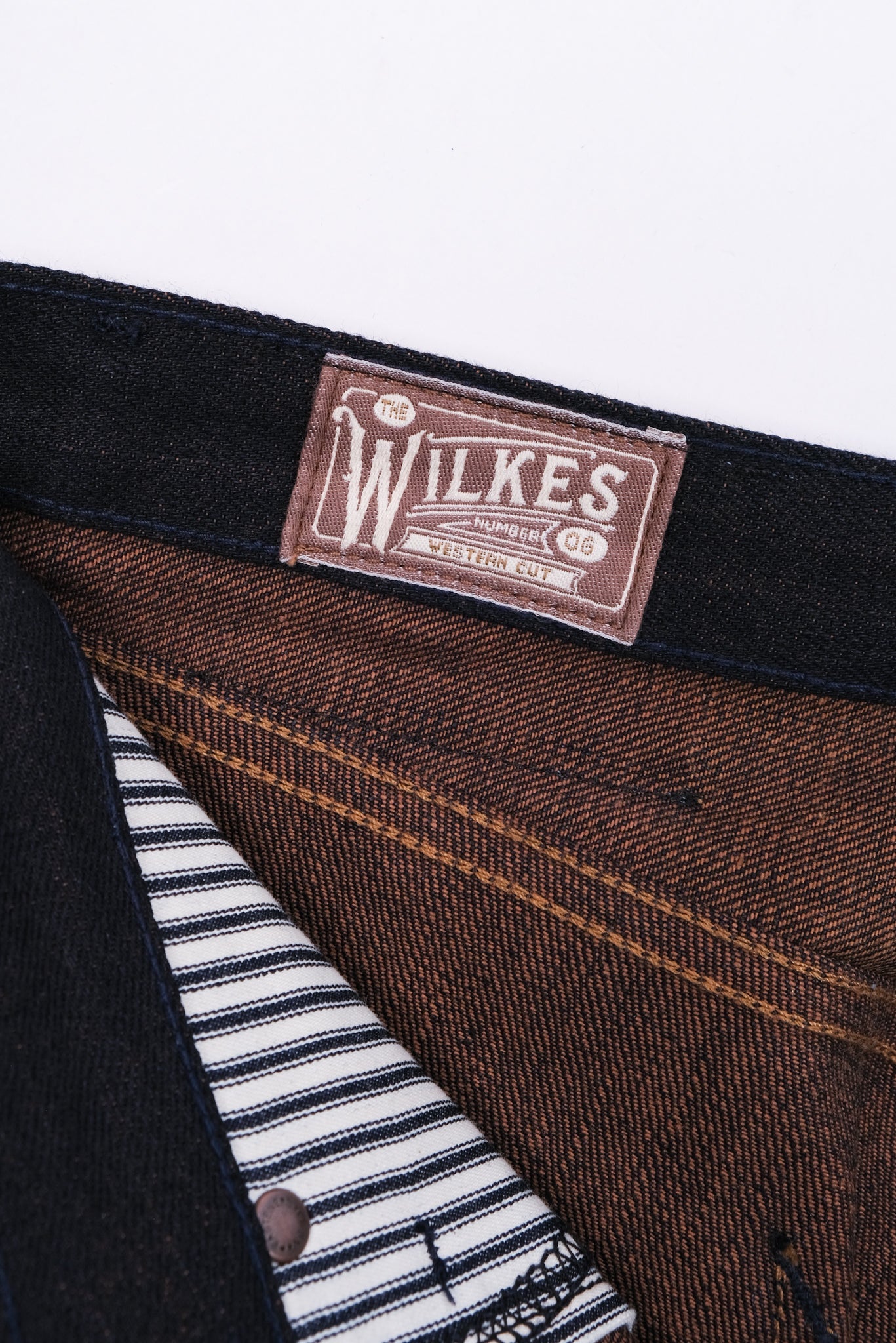 WILKES WESTERN 16 OUNCE INDIGO BROWN DENIM