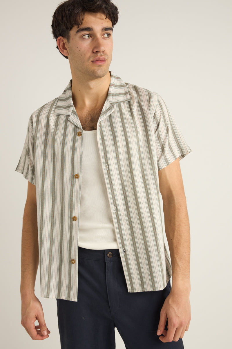 Vacation Stripe Ss Shirt Fern