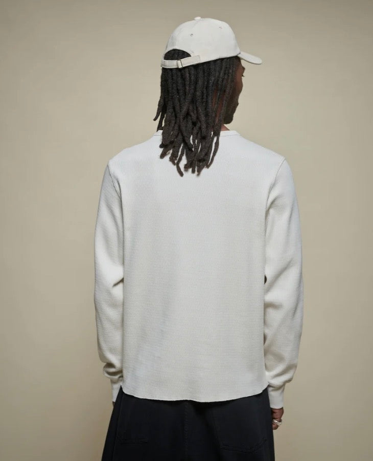 Diamond-Patterned Cotton Thermal Long Sleeve - Nature