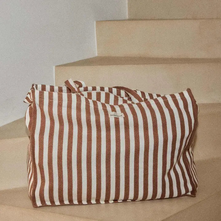 Moka Stripes Cotton Weekend Bag