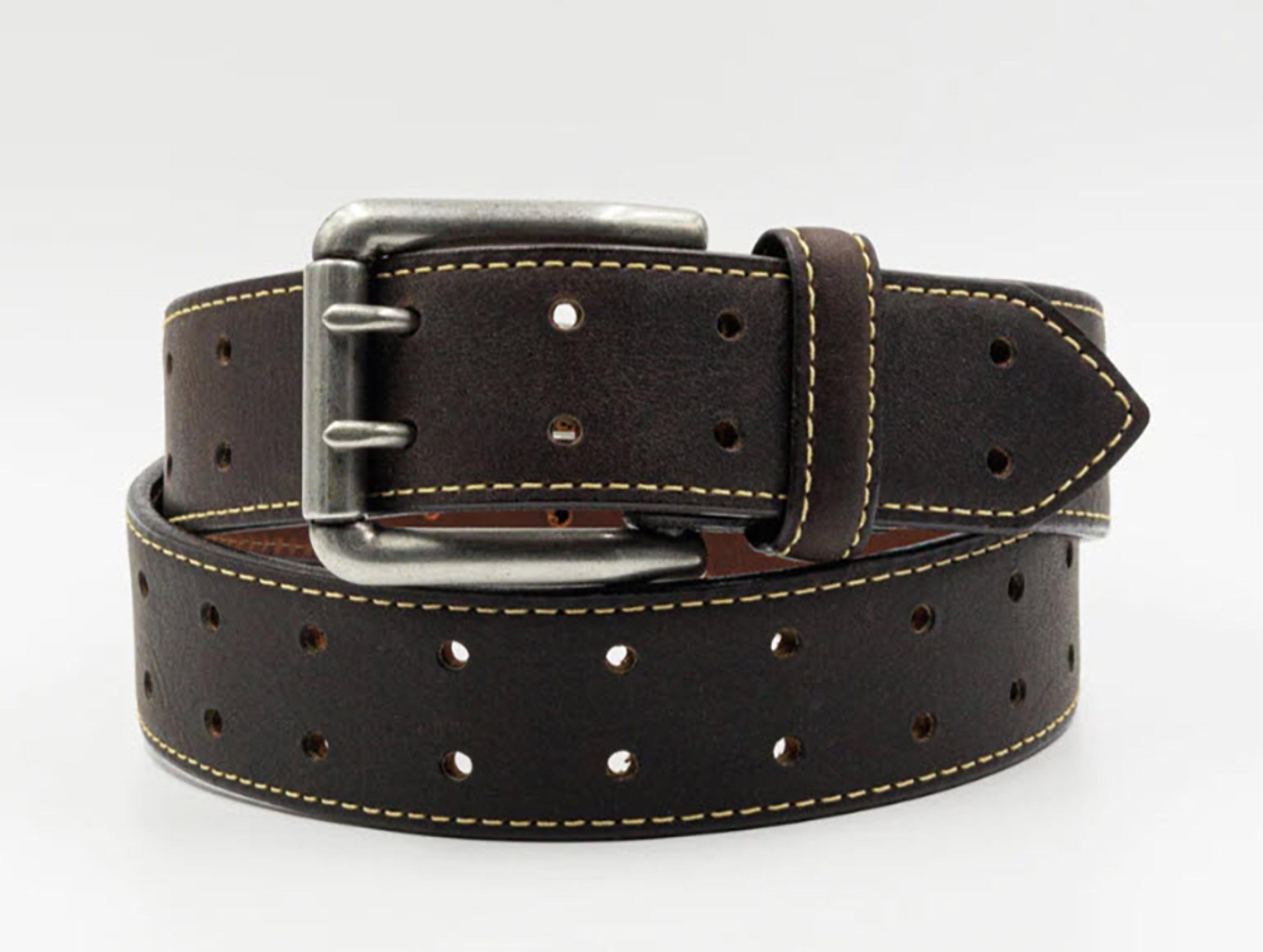 Vintage Bison Double Barrel Leather Belt