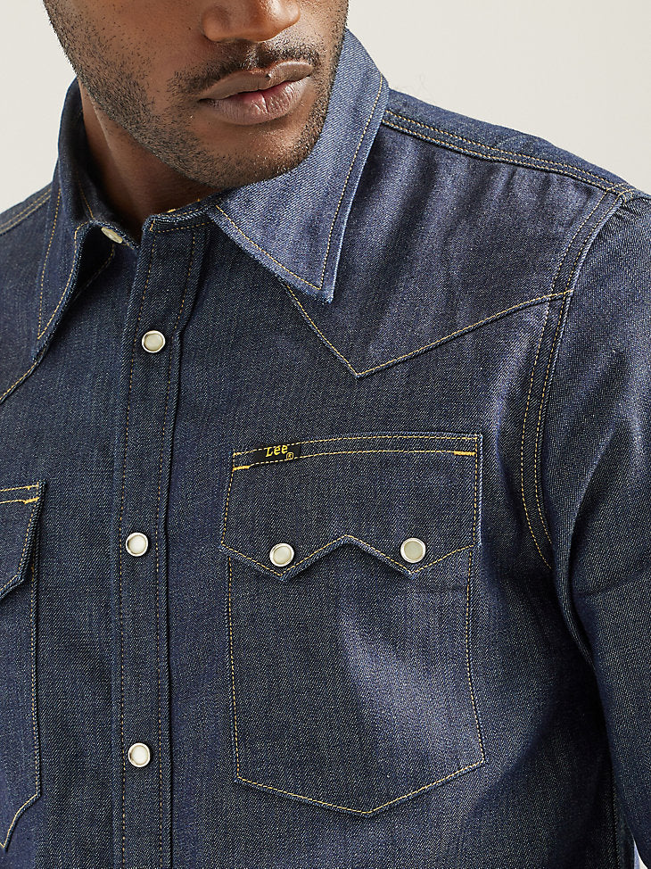 MEN'S LEE 101 WESTERN SHIRT IN DRY (DARK INDIGO)