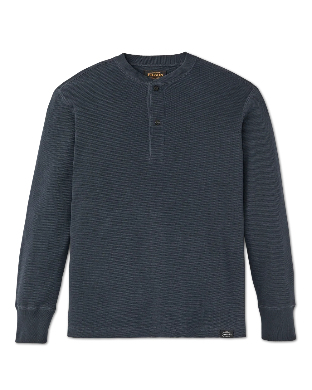 WAFFLE KNIT HENLEY - BLUE MUSSEL