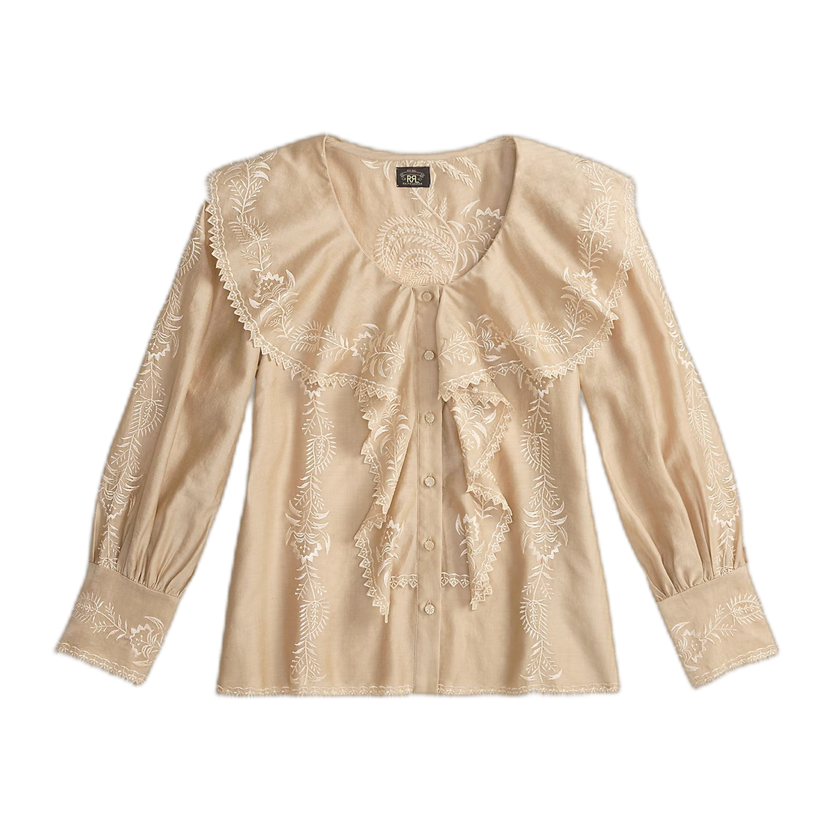 RRL Embroidered Cotton-Silk Blouse