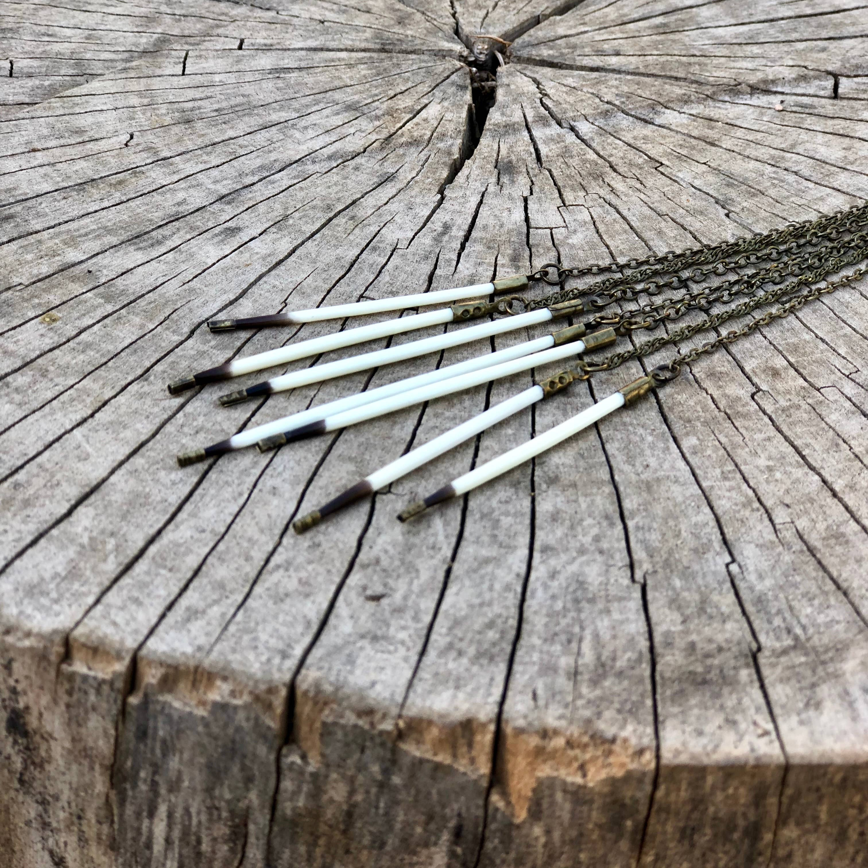 Porcupine Quill Fringe Necklace, Black/Brown & Ivory/White