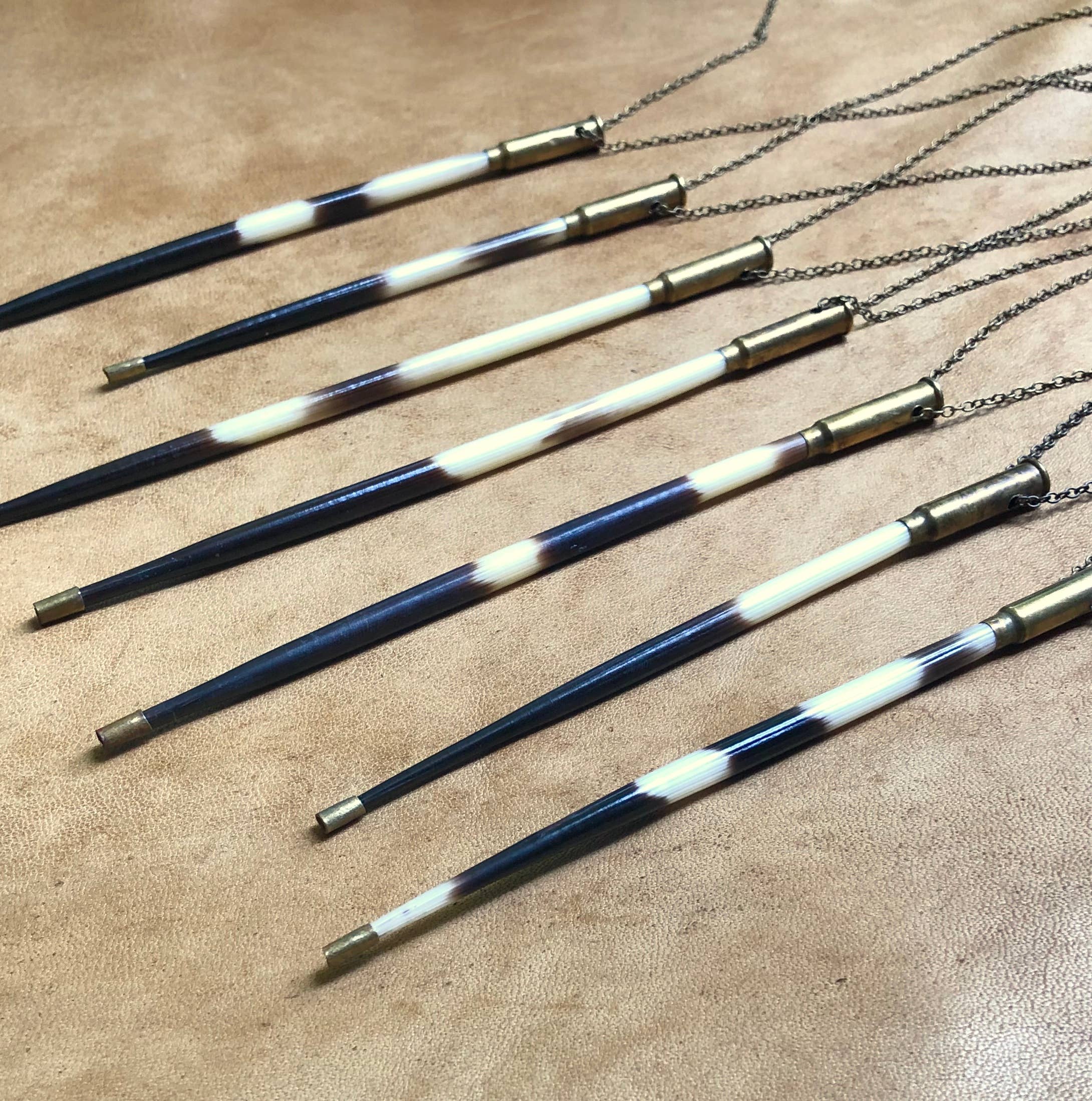 Porcupine Quill In Bullet Necklace, Black/Brown & Ivory