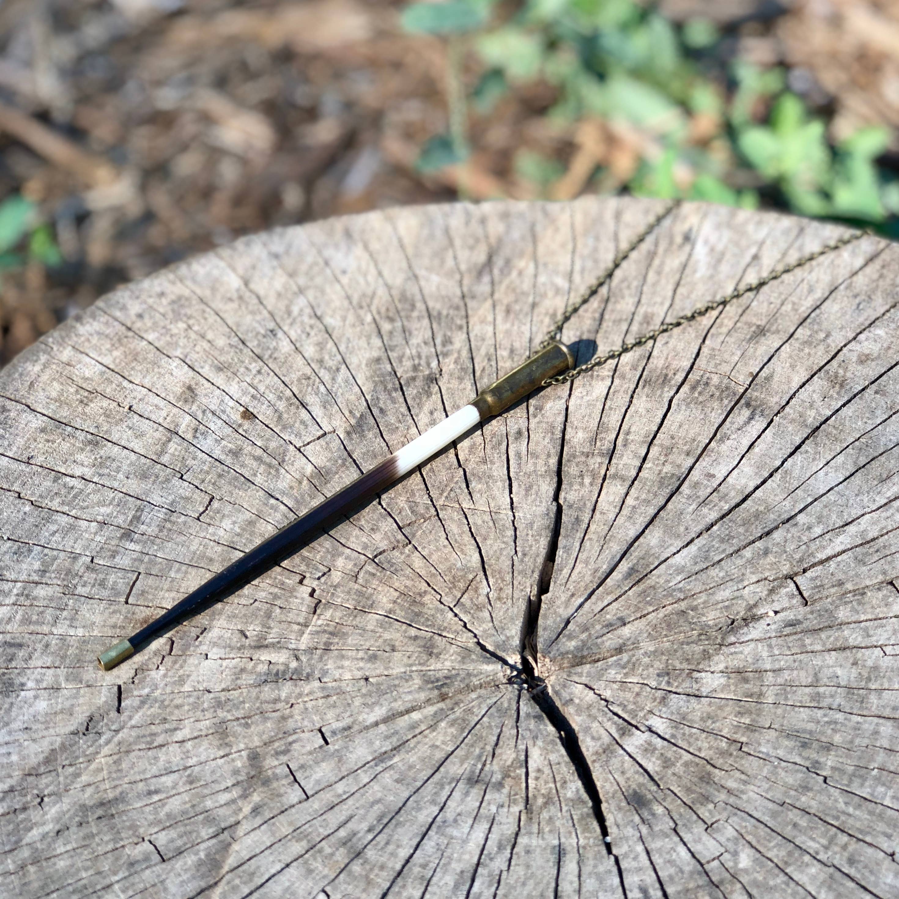 Porcupine Quill In Bullet Necklace, Black/Brown & Ivory
