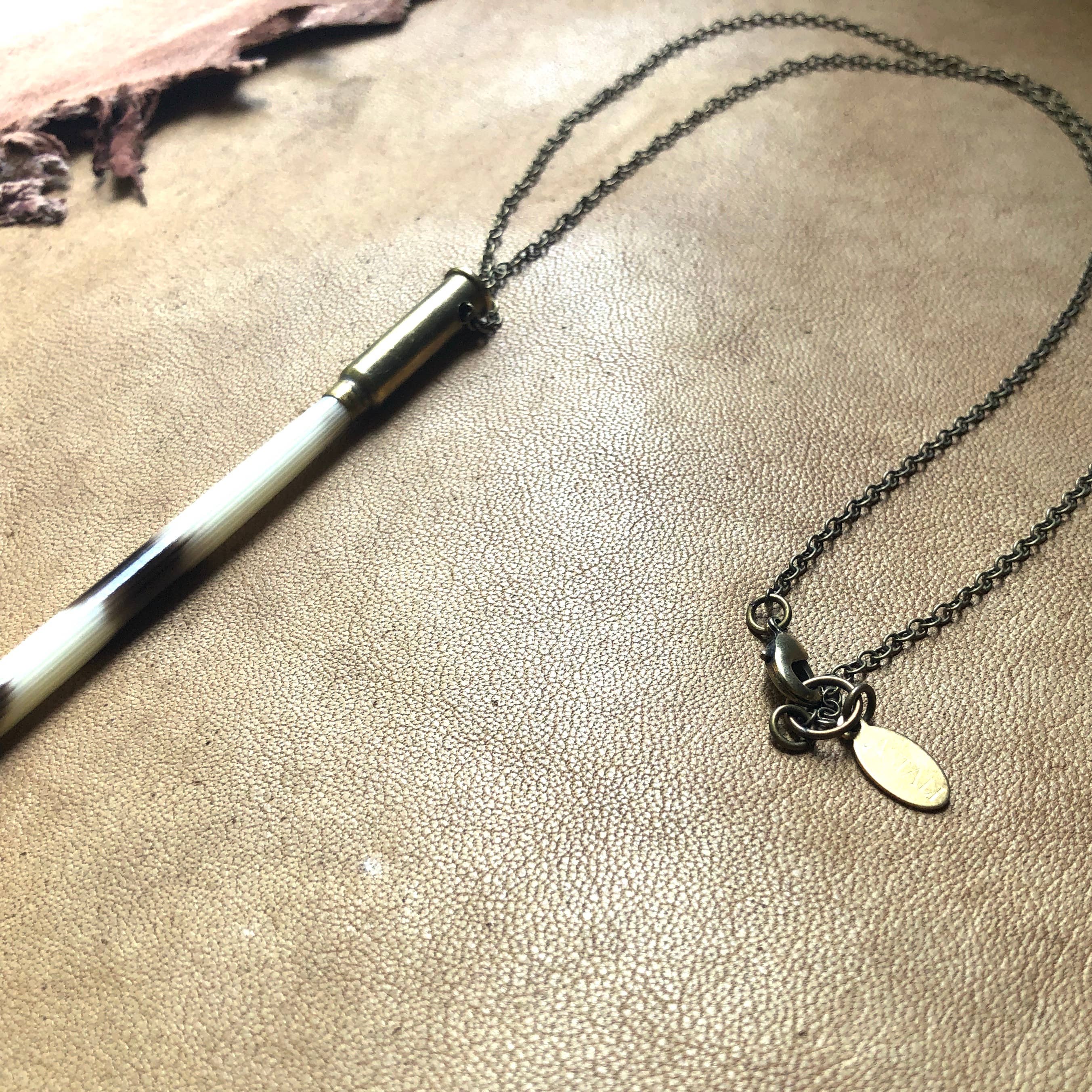 Porcupine Quill In Bullet Necklace, Black/Brown & Ivory
