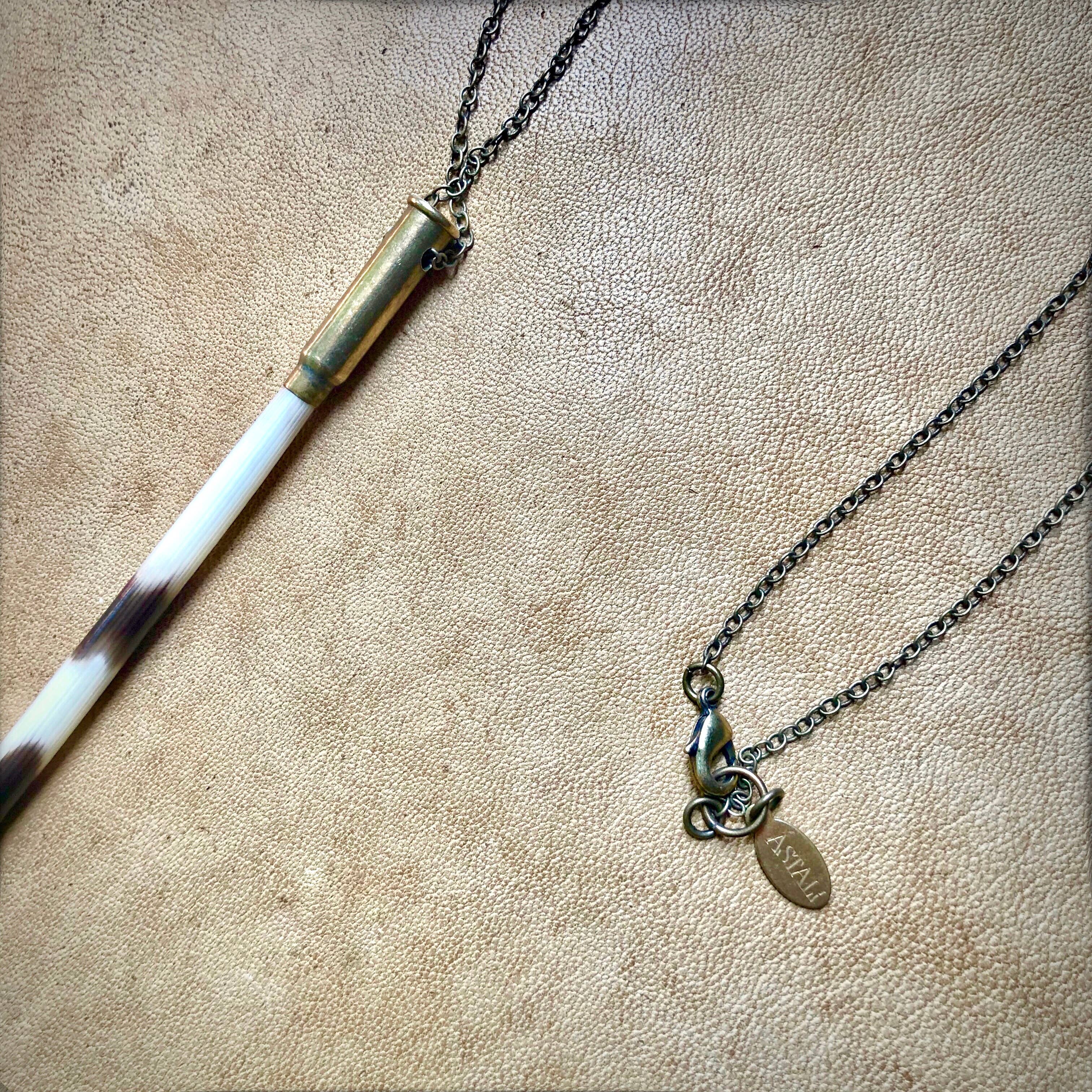Porcupine Quill In Bullet Necklace, Black/Brown & Ivory