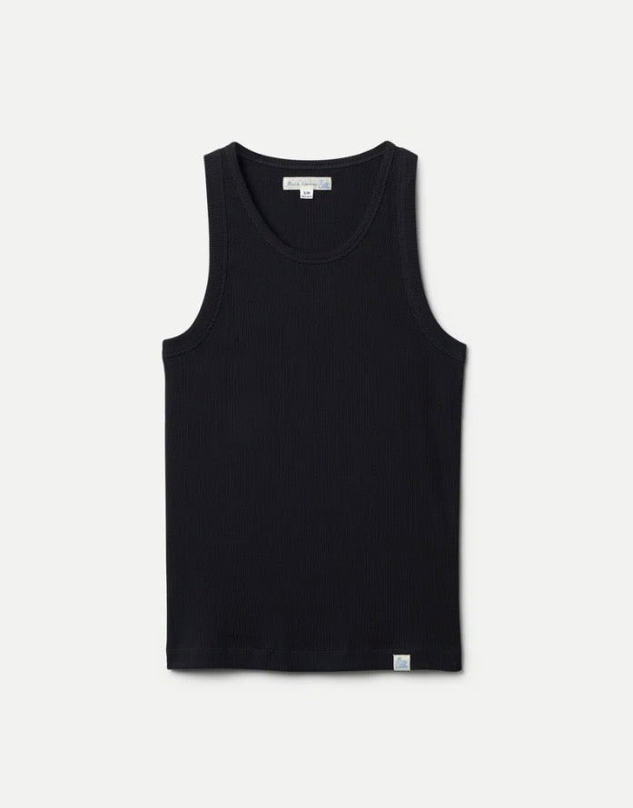 Iconic Ribbed Cotton Tank Top - Deep Black