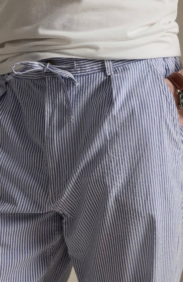Prepster Easy Pant-Blue and White Seersucker