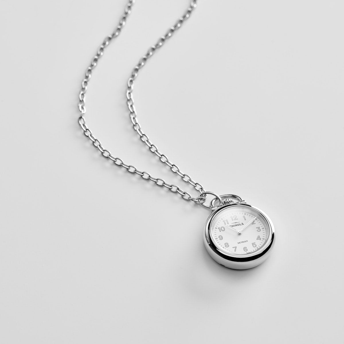 24MM RUNWELL WATCH PENDANT NECKLACE - SILVER