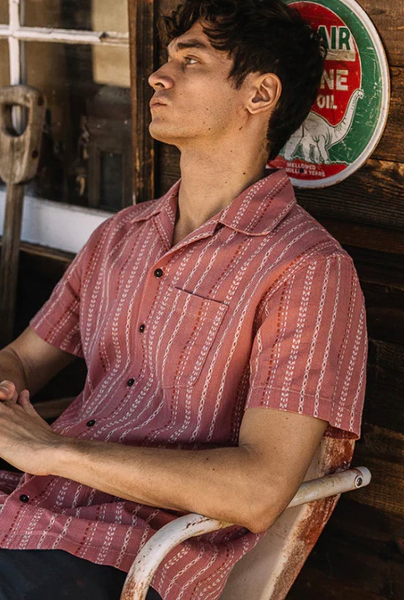 The Wrench Gauze Dobby Stripe Shirt - Salmon
