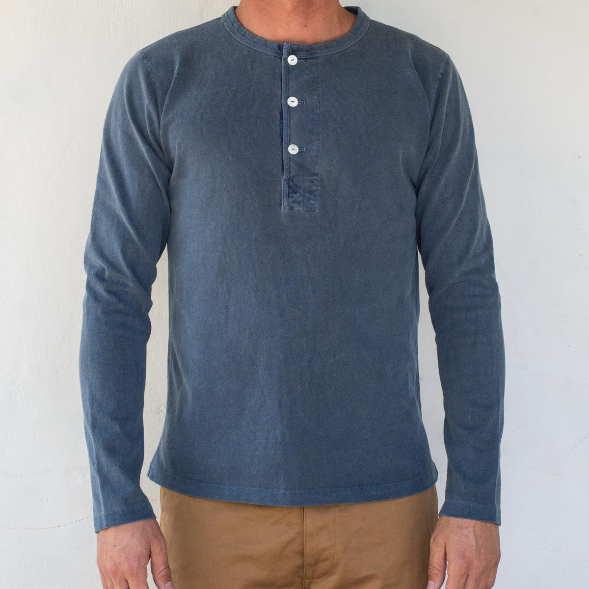 Freenote 13 Ounce Henley L/S Faded Blue
