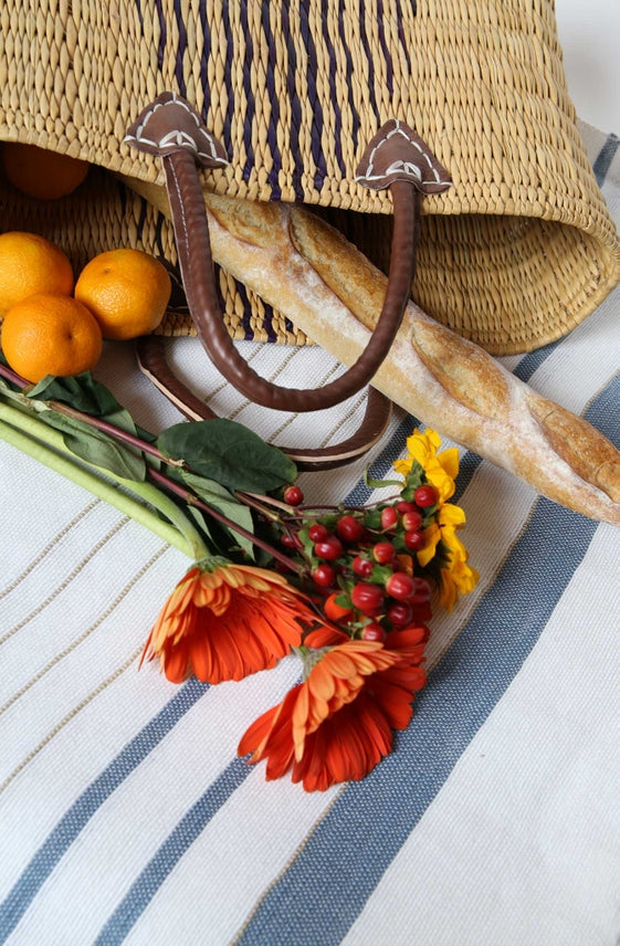 Large Beach Basket Triangular Design Bicolor