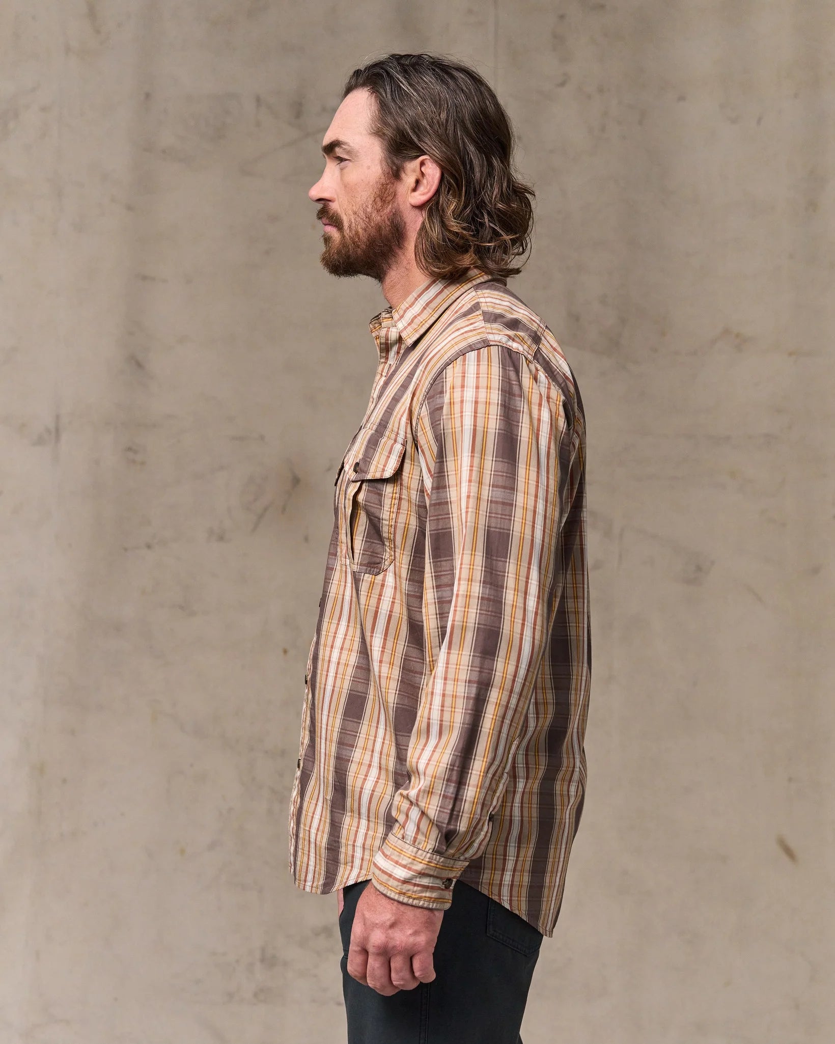 Washed Feather Cloth Shirt - Brown Multicolor Plaid