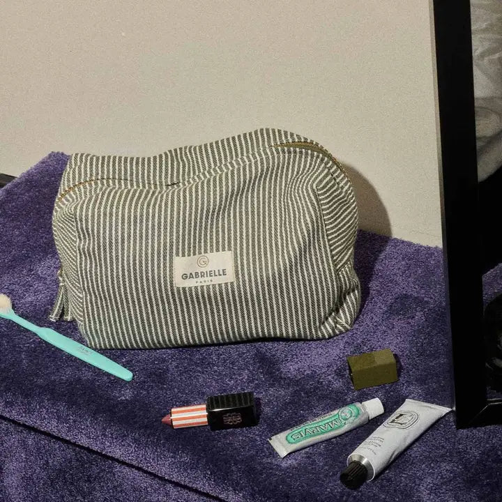 Quartz Stripes Cotton Toiletry Bag