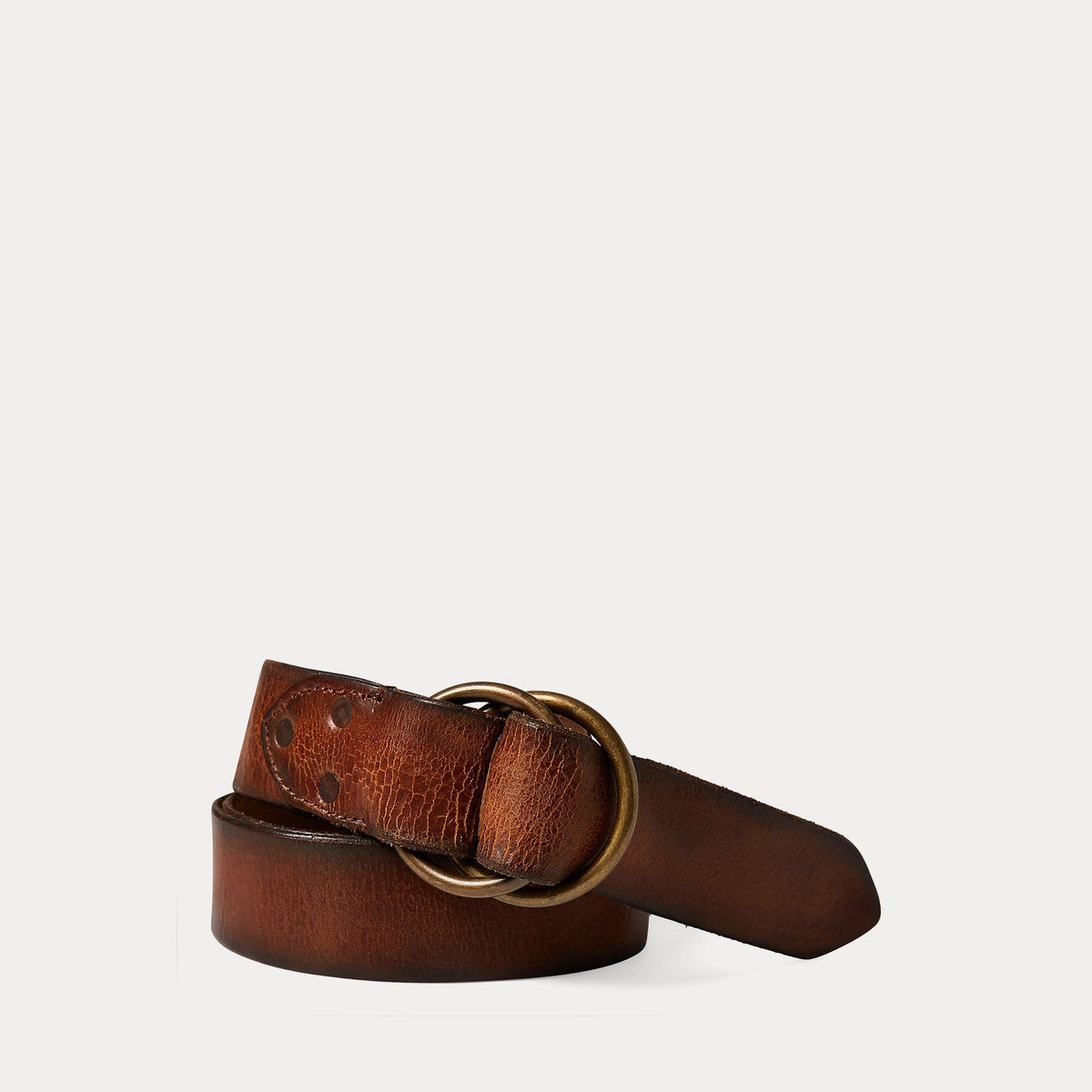 Distressed Leather Double–O-Ring Belt