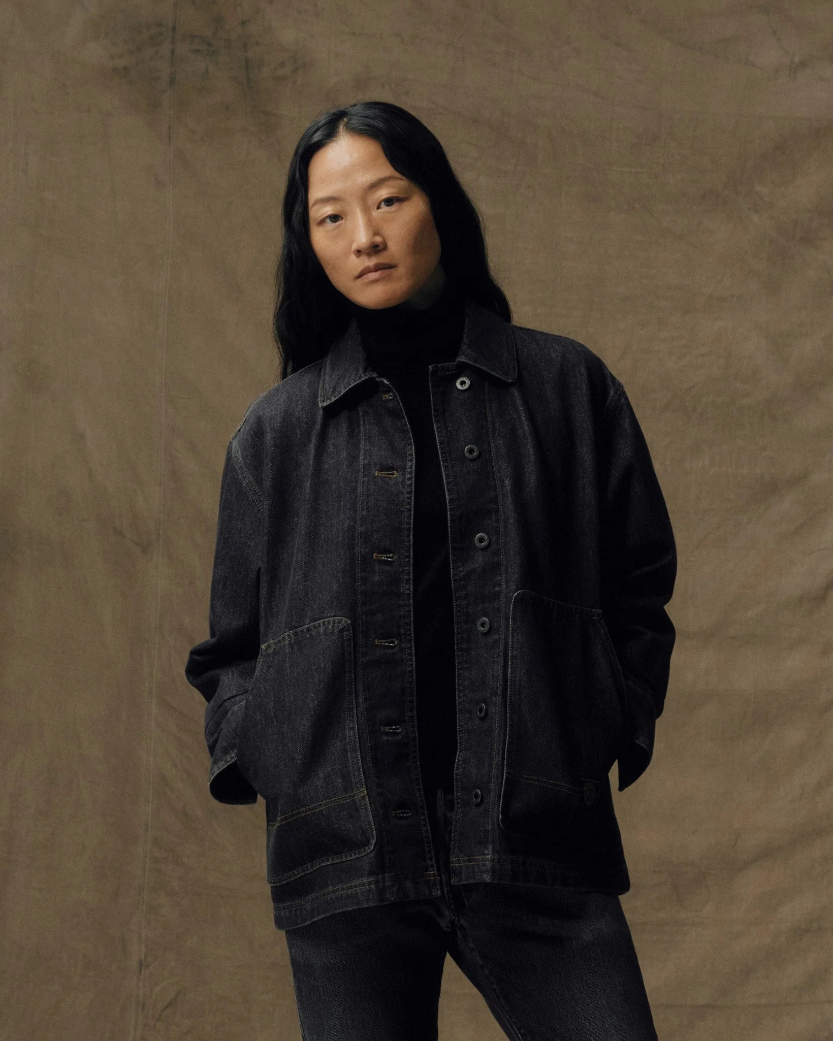 Women's Denim Barn Coat - Rinse Black