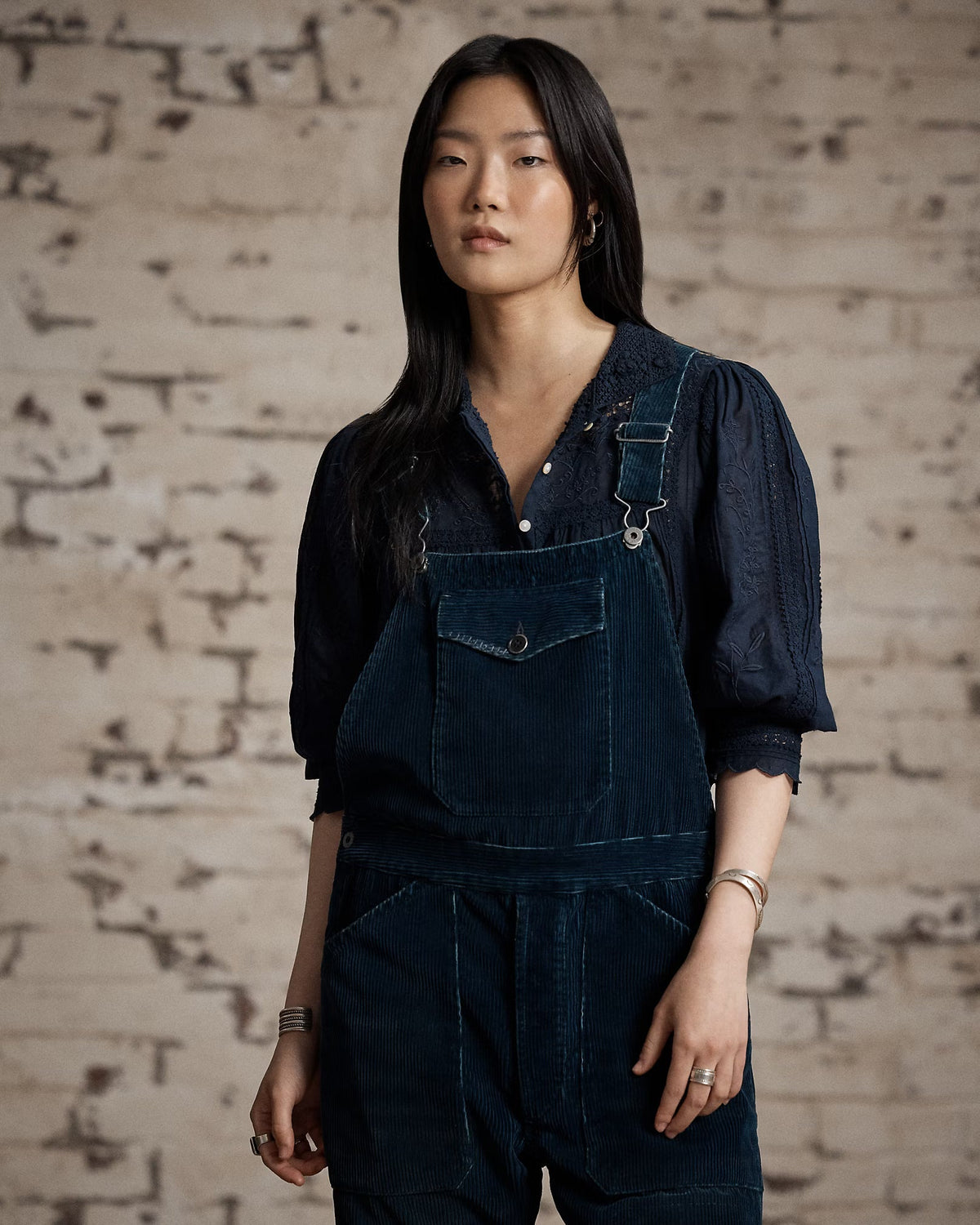 RRL Repaired Indigo Corduroy Overall