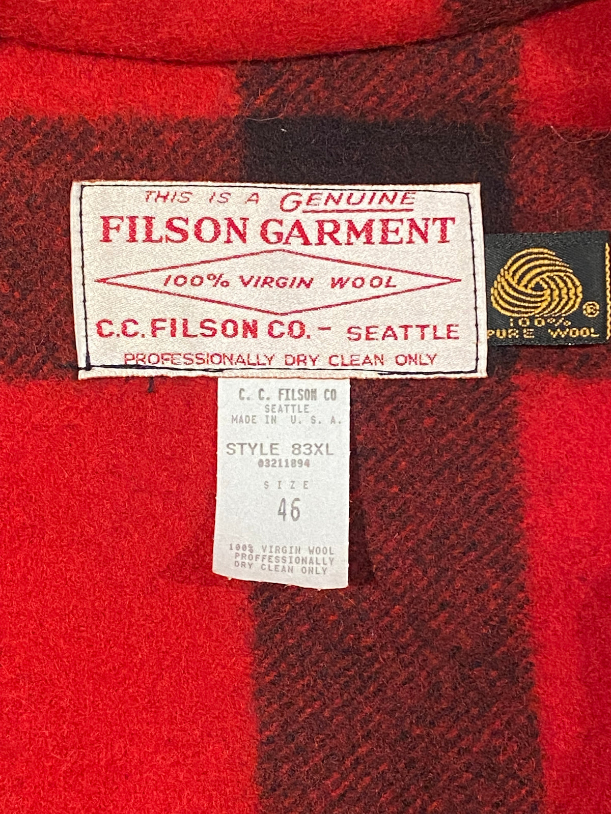 Vintage Filson Double Mackinaw Wool Buffalo Plaid Cruiser Jacket (46)